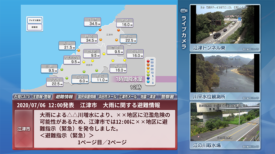 石見ケーブルビジョン株式会社様 文字放送